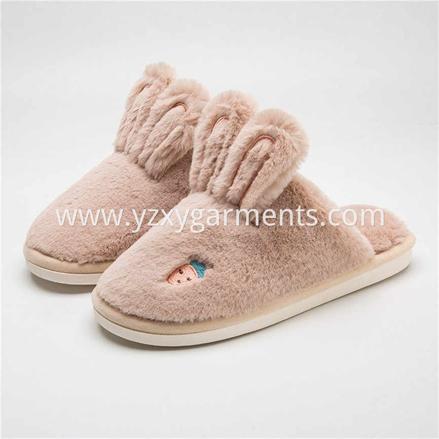 Pink cotton-padded shoes with ears